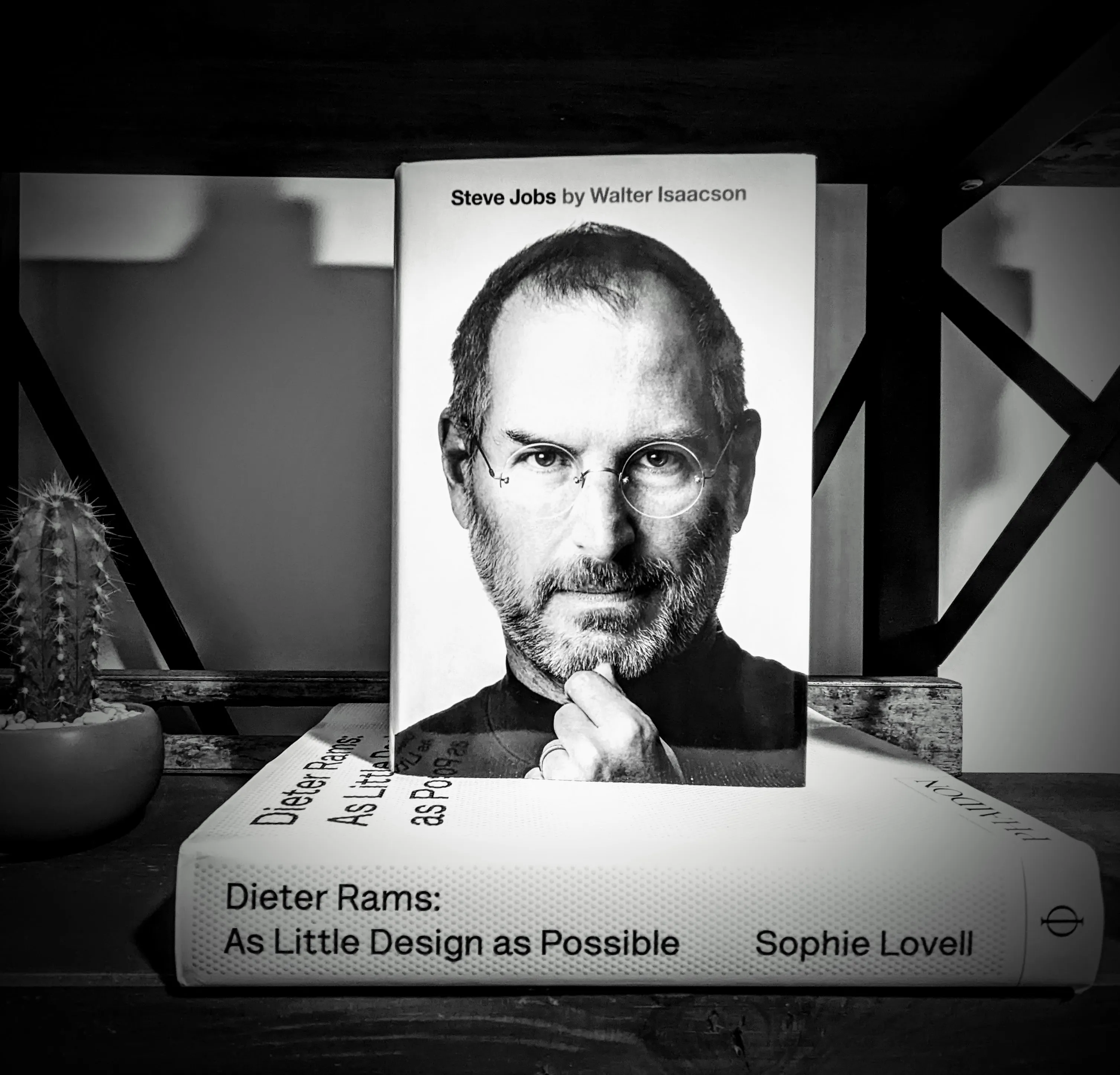 Photo of Steve Jobs book on top of Dieter Rams book