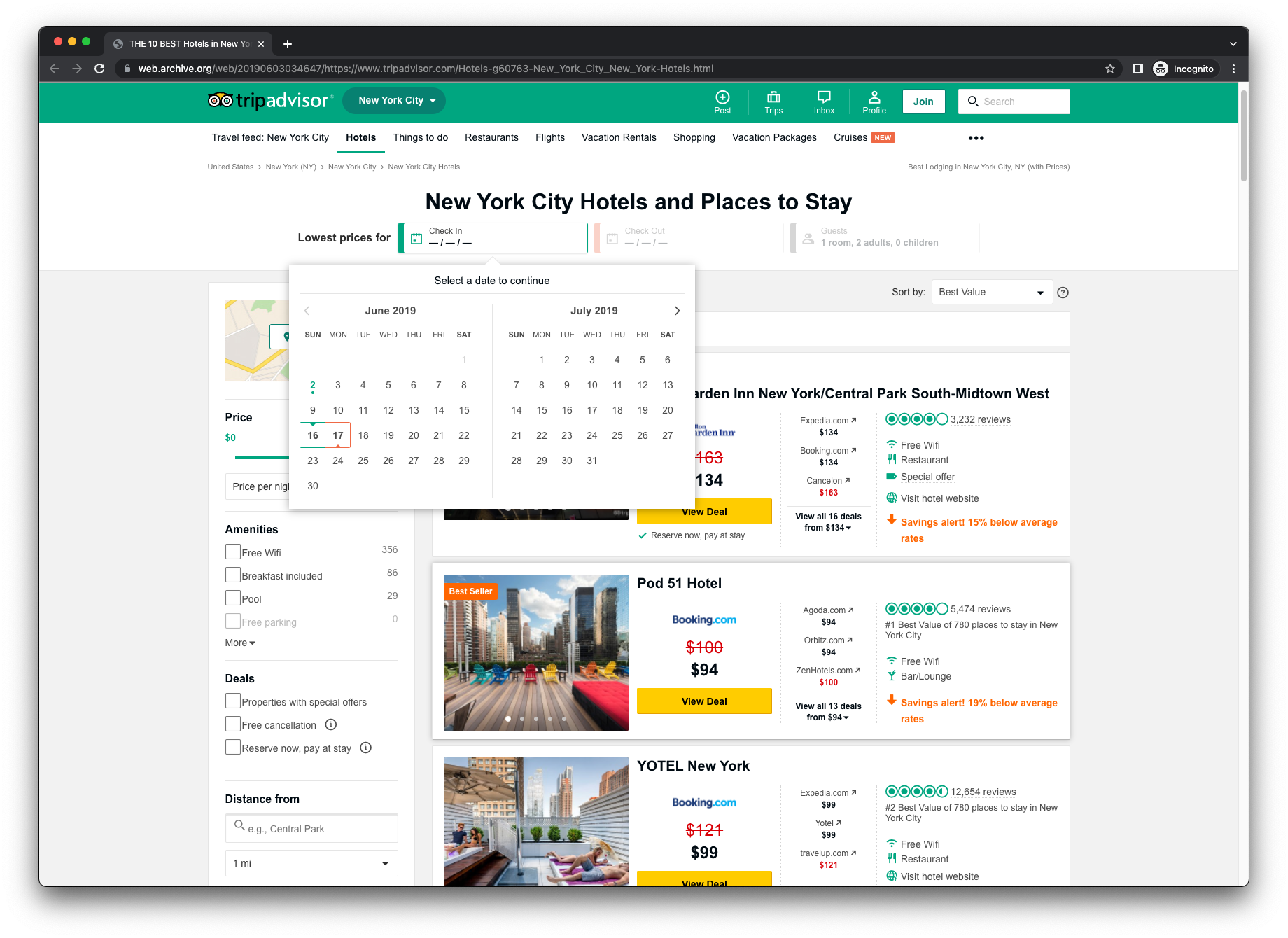 Tripadvisor hotels page before design system